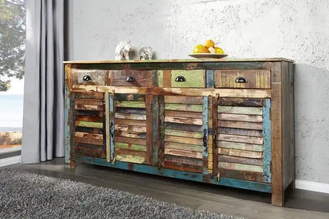 Reclaimed Wood Side Board with 4 Drawers & 4 Doors - popular handicrafts